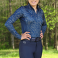Cool and Comfortable Technical Riding Shirt in Blue and Gold Floral