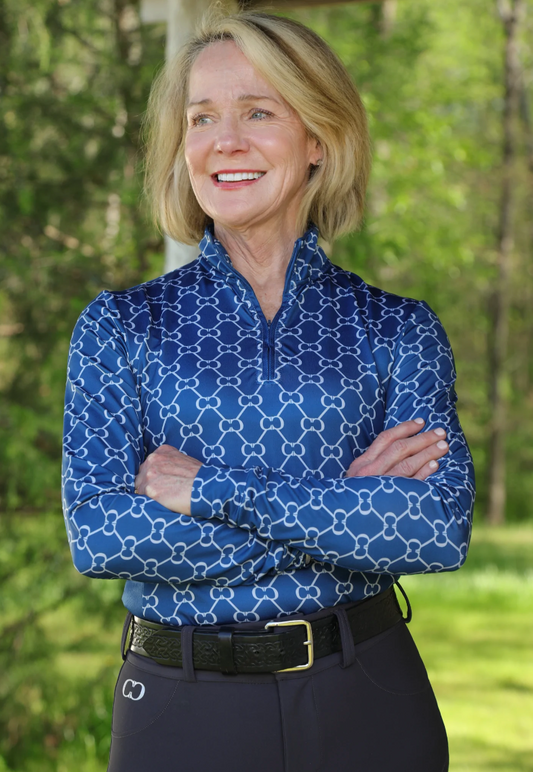 *FINAL SALE* Cool and Comfortable Technical Riding Shirt in Blue and White
